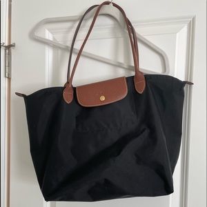Black longchamp Le Pliage original shoulder bag